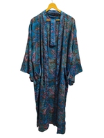 Robe kimono en patchwork de sari de soie faite à la main, couvre-maillot de bain, vêtement de nuit, longue robe, kimono en sari de soie recyclée vintage indien fait à la main