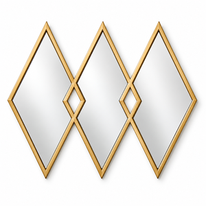 <b>Gold</b> Irregular Trio Iron <b>Wall</b> <b>Mirror</b> Set Modern Diamond Decorative Wedding Accent <b>Mirrors</b> Living Room Bedroom Entryway Luxury - Product Image 1