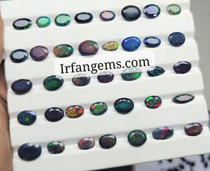 Opale noire éthiopienne 100% naturelle, cristal facetté, lot en vrac, opale noire faite à la main pour la fabrication de bijoux, cabochon d'opale noire éthiopienne - Product Image 3