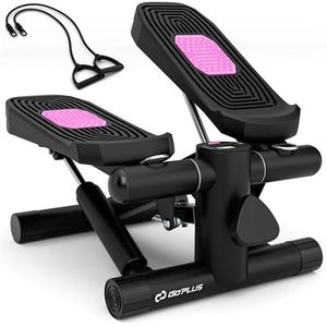Mini stepper complet avec intensité réglable, écran LCD et bandes incluses pour l'exercice à domicile, noir - Product Image 1