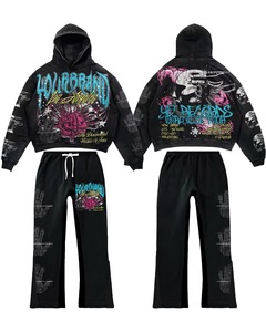 Conjunto de Sudadera con Capucha para Hombre YOURBRAND, Ropa Deportiva de Algodón Tejido, Diseño de Ojo de Llama Púrpura, Estilo Urbano, Otoño - Product Image 4