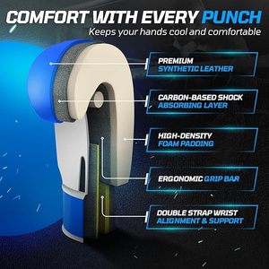 Blue PU Leather Boxing Gloves With <b>Velcro</b> Closure For Adults Training And Sparring MMA punching Customised High quality Glove - Product Image 5