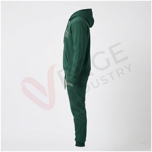 Ensemble de survêtement vert à capuche pour homme, manches longues, couleur unie, imprimé lettres, respirant, coupe décontractée, pour l'automne - Product Image 4