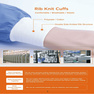 Vietnam-Made ISO13485 Certified Medical <b>Gown</b> Cuffs Comfortable and Secure Fit Cotton Ribbed Knit Material - Product Image 6