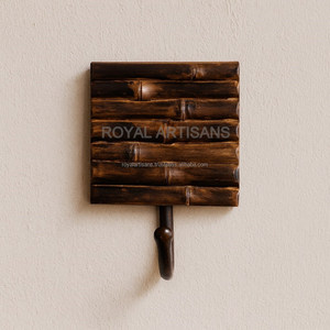 Handmade <b>Wooden</b> Wall Hook Stainless Steel Studded Design Eco-Friendly Rustic Modern Bathroom Decorative Clothes <b>Towel</b> Bag Hanger - Product Image 6