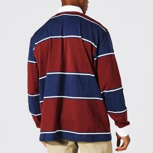Camisas de polo de rugby clásicas para hombre, 100% algodón, manga larga, diseño a rayas, logotipo bordado, corte regular, con botones. - Product Image 3