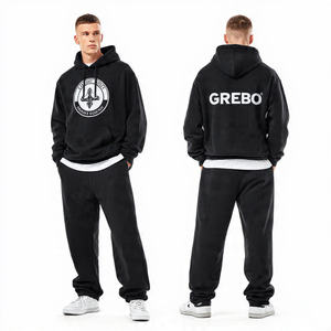 Chándal de invierno para hombre estilo vintage con capucha, holgado, de algodón, forro polar y poliéster, de alto gramaje, cómodo, 320-500 GSM, corte regular - Product Image 4