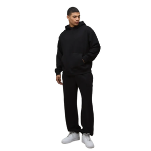 Ensemble de survêtement à capuche pour homme, couleur unie, 100% coton, coupe ample, sweat-shirt et pantalon long, respirant, vêtements décontractés, style automne - Product Image 4