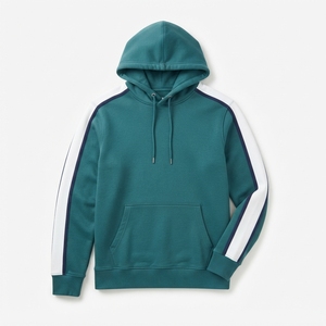 Sweat-shirts à capuche personnalisés en coton et polyester pour homme, avec empiècements contrastants, pour le sport – Vente en gros - Product Image 2