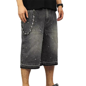 <b>Men</b> Summer Hot Selling Workout Style Mid Waist Denim Shorts High Quality Quick Dry Elastic Closure 100% Cotton Solid Casual - Product Image 2