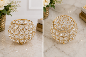 Modern Gold Crystal Tealight Holders Premium Candle Stand for Home, Hotel & Event Decoration Gold Metal Candle <b>Cups</b> - Product Image 4