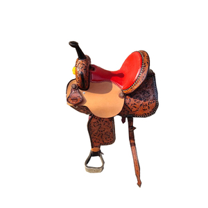 Selle d'endurance Western haut de gamme en cuir véritable pour l'équitation, avec tapis de selle, durable - Product Image 1