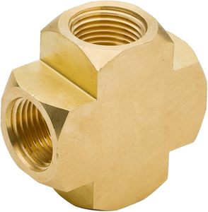 ข้อต่อทองเหลืองแบบกากบาท ขนาด 1/4" NPT เกลียวในเท่ากัน 4 ทาง ข้อต่อแบบตัวเมียทั้งหมด OEM ขึ้นรูปด้วยวิธีการตีขึ้นรูป รูปทรงหกเหลี่ยมต่ำ AOL-027 - Product Image 5