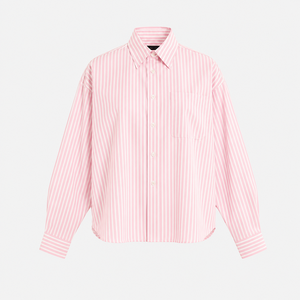 เสื้อเชิ้ตผู้ชายลายทางแขนยาวผ้าฝ้าย 100% สำหรับฤดูใบไม้ร่วง คอปกพับได้ สไตล์ลำลอง รับสกรีนโลโก้ ขายส่ง - Product Image 2