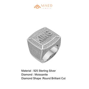 Anillo de Hombre en Tono Plateado con Baño de Oro y Moissanita Cuadrada, Estilo Hip Hop, para Regalo de Aniversario - Product Image 6