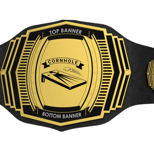 Cornhole Championship Belt Customizable <b>Banners</b> Gold and Black High-Quality Sports Title Belts - Product Image 2