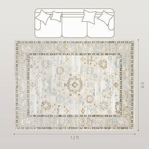 Tappeto Boho Soffice 9x12 Lavabile in Lavatrice, Blu, per Soggiorno, Camera da Letto, Sala da Pranzo, Cucina, Altezza Pelo Media - Product Image 3