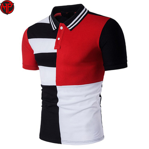 Polo de algodón con bloques de color para hombre, manga corta, cuello en contraste, camisa casual de golf, ropa de calle, top con logo personalizado, polo para hombre - Product Image 1
