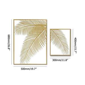 2 pezzi oro rettangolare foglia di palma metallo decorazione della parete Set arte della casa per il soggiorno - Product Image 5