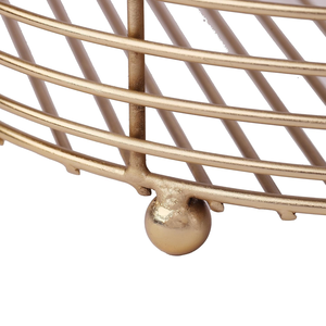 Round Metal Gold Plated Decorative <b>Wire</b> <b>Basket</b> Diwali Gift Hamper Storage Fruit Vegetable Organizer With Handle - Product Image 2