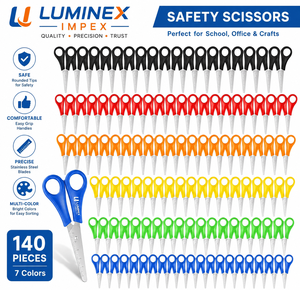Ciseaux à broder miniatures LUMINEX IMPEX, lame en acier inoxydable, poignées en plastique, pour droitiers, design circulaire bicolore, blanc, petit modèle - Product Image 2
