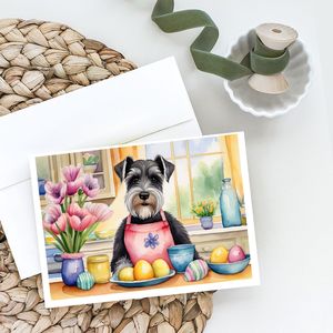 Décor de Schnauzer de Pâques fantaisiste Pack de 8 A7 Taille 5x7 Cartes de notes vierges avec enveloppes à des fins de vœux et de décoration - Product Image 2