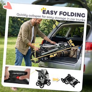 <b>Light</b> Gray Foldable <b>Dog</b> Stroller 12\" Rubber Wheels Pet Stroller Compatible with Cars up to 22 LBS Made From Aluminium - Product Image 4