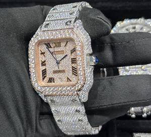 Montre-bracelet automatique de luxe pour homme avec diamants Moissanite VVS, cadran saphir 20 mm, affichage à aiguilles, verre entièrement en acier inoxydable - Product Image 5