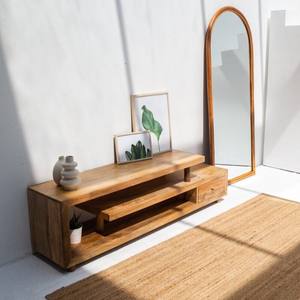 Mueble de TV de Madera de 3 Estantes Vandana Novara Hexa, Consola de Entretenimiento Moderna de Madera Maciza Minimalista - Product Image 3