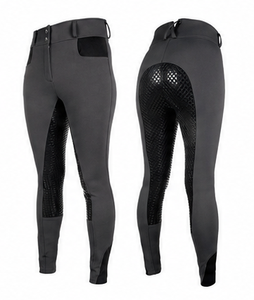 Women's Luxury High Rise Equestrian Riding Pants Breathable <b>PU</b> Leather Solid Color Skinny Fit Customized Pockets Seamless Belt - Product Image 2