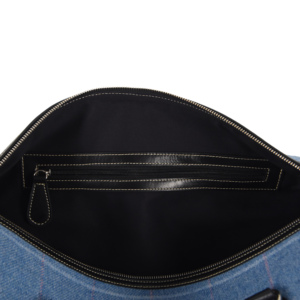 Sac de voyage week-end en laine tweed de luxe et cuir véritable, style vintage à carreaux, sac de sport et de gym pour homme et femme - Product Image 6