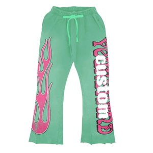 Ensemble de survêtement authentique personnalisé, sweat-shirt à capuche, pantalon évasé, imprimé flamme rose, streetwear unisexe adulte, printemps - Product Image 4