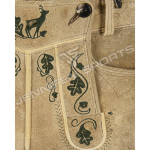 Auténticas Lederhosen de Alta Calidad para Hombre, Estilo Bávaro Tradicional Alemán para el Oktoberfest, Pantalones Cortos de Cuero Vacuno y Gamuza - Product Image 2