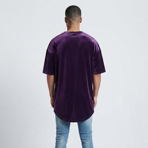 T-shirt en velours personnalisé pour homme, 100 % coton premium, coupe ample et oversize, épaules tombantes, style streetwear, OEM ODM - Product Image 3