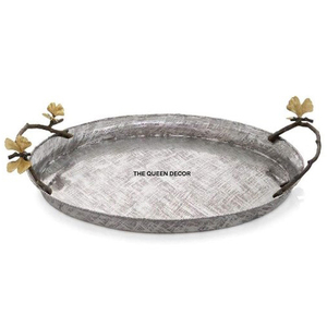 ถาดโลหะสั่งทำพิเศษสำหรับจัดเก็บและตกแต่งบ้าน ถาดโลหะตกแต่งพร้อมหูจับ ถาดเสิร์ฟอาหารและเครื่องดื่ม - Product Image 1