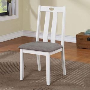 Set da Pranzo Moderno 5 Pezzi: Tavolo in Legno Massello Bianco con 4 Sedie Imbottite in Tessuto Grigio, Elegante Arredamento per Sala da Pranzo - Product Image 3