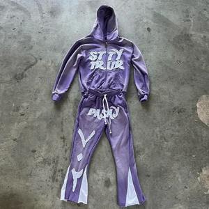 ชุดวอร์มผ้าฝ้าย 100% คุณภาพสูง ปักโลโก้ตามสั่ง แบบหนา ทรงขาบาน เหมาะสำหรับฤดูหนาว สำหรับผู้ชาย พร้อมกางเกงวอร์มและเสื้อฮู้ด - Product Image 2