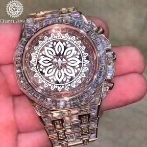 Montre analogique de luxe en acier inoxydable Charm Jewells, boîtier rond de 43 mm, cadran en cristal saphir, mouvement à quartz, montre de mode pour homme - Product Image 3