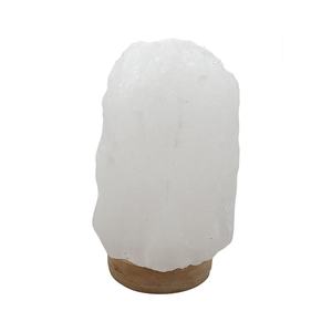 Lámpara de Sal del Himalaya de Cristal Blanco OEM, Forma Natural, 1.8 a 2.5 Kg, Base de Madera, Artesanía Natural - Product Image 3