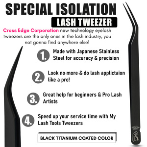 Best Eyelash Extension Tweezers Volume Lash Tweezers 45° 60° 90° Fiber Tip Curved Isolation Tweezers Stainless Steel Tool - Product Image 2