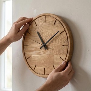Natural Wooden <b>Clock</b> Budget Friendly Stylish <b>Wall</b> <b>Clock</b> for Living Room <b>Bedroom</b> Office and Decoration - Product Image 1
