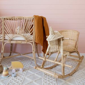 Juguete de unicornio balancín de ratán natural estilo boho para niños, decoración de habitación infantil de mimbre tejido a mano, seguro, venta al por mayor - Product Image 3