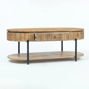 <b>Solid</b> <b>Wood</b> Top Modern Extendable Coffee With Iron Base And For Store Books And Storage Draw For Home Hotel Furniture - Product Image 5