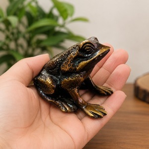 SHUBHAM Custom <b>Gold</b>-Plated Brass Frog Figurine UV Printing Polished Amphibian <b>Statue</b> Feng Shui Animal Ornament for Home Decor - Product Image 4