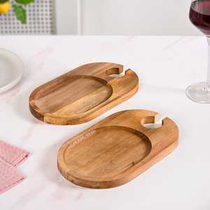 ถาดไม้รูปวงรีสุดหรูสำหรับเสิร์ฟอาหารและช็อกโกแลต  ถาดเสิร์ฟสำหรับรับประทานอาหาร  ถาดเสิร์ฟไม้รักษ์โลก  ของขวัญ - Product Image 1