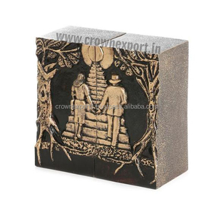 Urna Funeraria para Cenizas Humanas, Diseño Clásico en Metal Negro y Plateado, para Parejas, Modelo Truck & Heart - Product Image 2