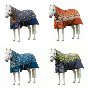 Couverture de protection pour cheval CrossEdge Premium Equestrian, tapis de luxe imprimé avec une coque imperméable durable 600D. - Product Image 3