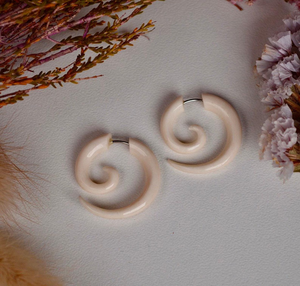 Natural Bone Hoop <b>Earrings</b> Lightweight Craftwork - Product Image 3