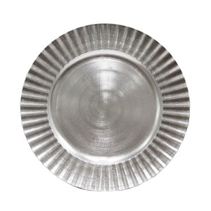 Fancy <b>Round</b> Aluminium Charger Plates With Hammered Silver Finish <b>Set</b> Of <b>4</b> <b>For</b> <b>Dining</b> <b>Table</b> Decor Banquets And Events Use - Product Image 3