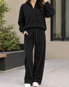 Conjunto Deportivo Corto de Algodón 100% para Mujer, Uso Diario, Sudadera con Cierre y Pantalones Anchos, Estilo Casual, Servicio OEM - Product Image 5